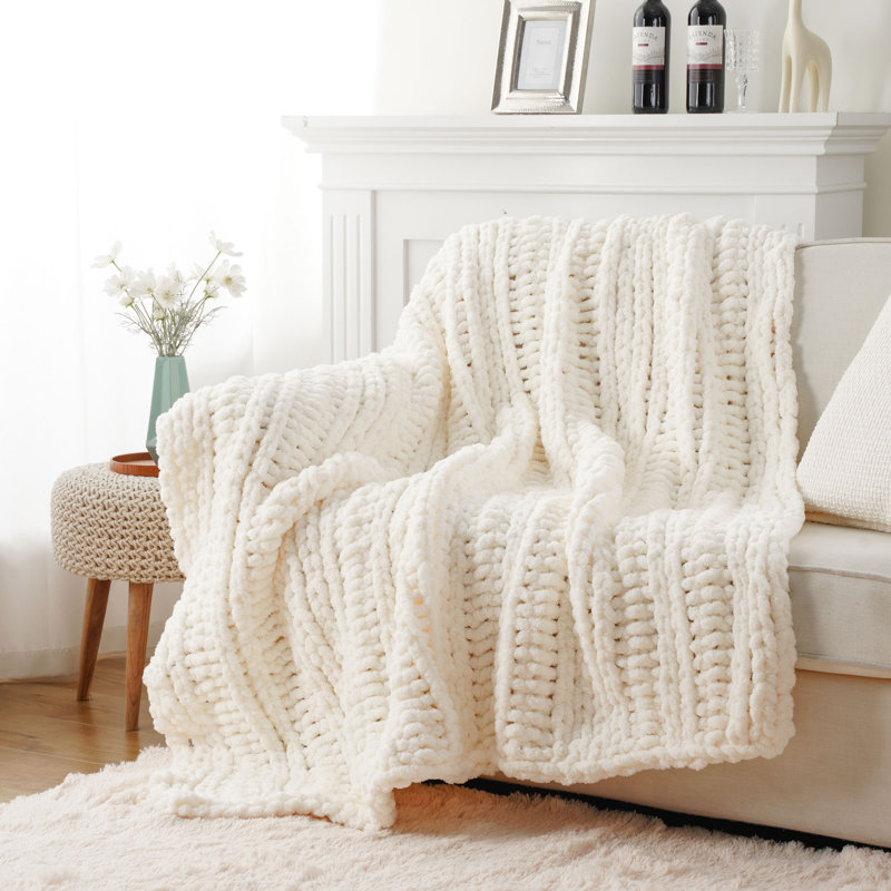 Large jeté en corde de 50 po x 60 po, Crème