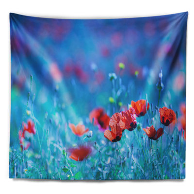 Tapisserie «Poppy Flowers Field at Night»