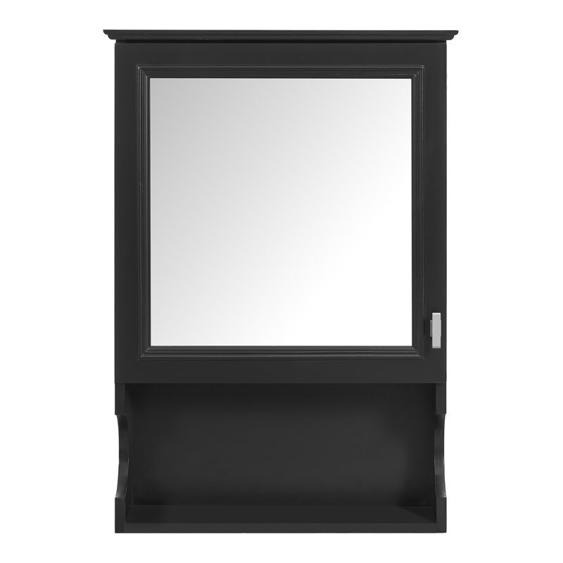 Armoire à pharmacie murale avec miroir et tablettes de rangement, Noir