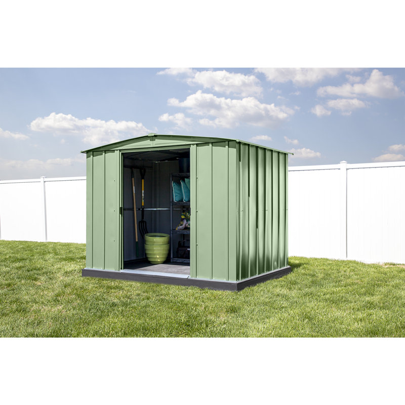 Sage Green 8x6 Galvanized Steel Peak Roof Storage Shed