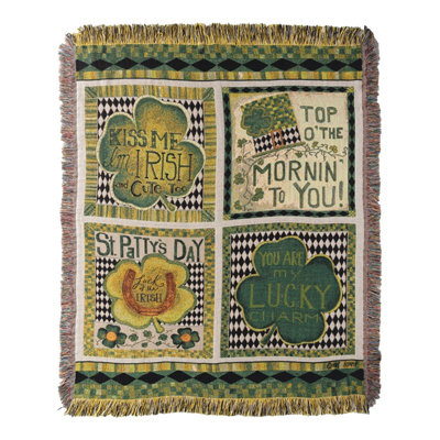 Manual Woodworkers & Weavers Kiss Me I'm Irish Woven Throw Blanket – 50"x60"