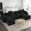 Canapé modulaire en velours côtelé à compression de 6 places de 140,5 po avec accoudoirs et repose-pieds Boneless-648495153