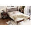 Grand lit en bois, tête de lit gourde, look rétro, plateforme en noyer, lit plateforme stable avec design, structure en bois, couleur