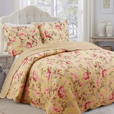 Cotton Floral Quilt Set