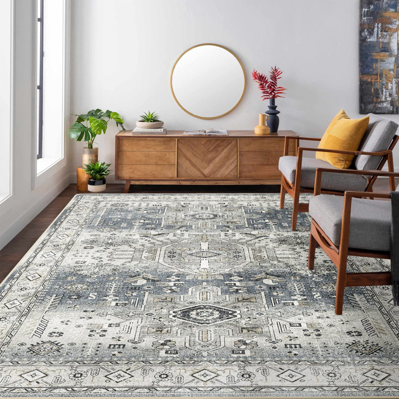 Rus for Hallways Soft Kitchen Rug Non Slip Rug with Rubber Backing for Bathroom Washable Non Shedding Farmhouse Rug (Grey)