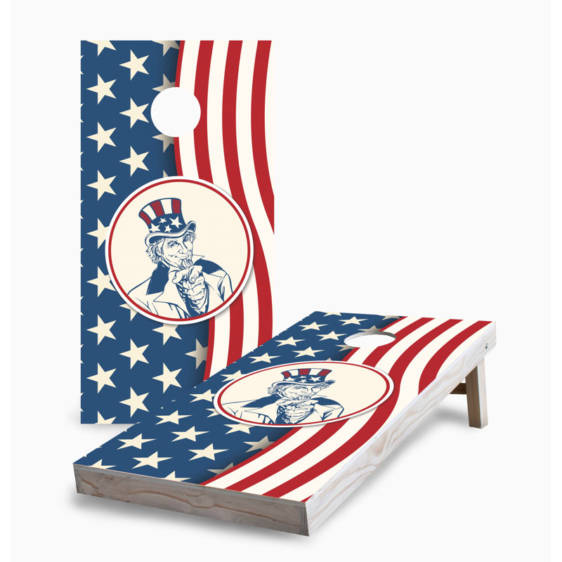 Uncle Sam 2x4 Cornhole Board Set | Includes (2) Boards (8) Bags & Optional Accessories, Ajouter un étui et des lumières