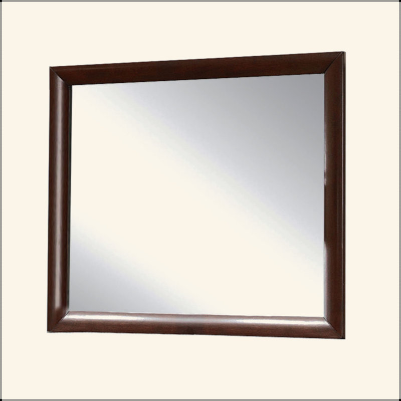 Miroir carré intemporel avec cadre robuste et naturel pour une décoration polyvalente, 35 po x 39 po, Espresso