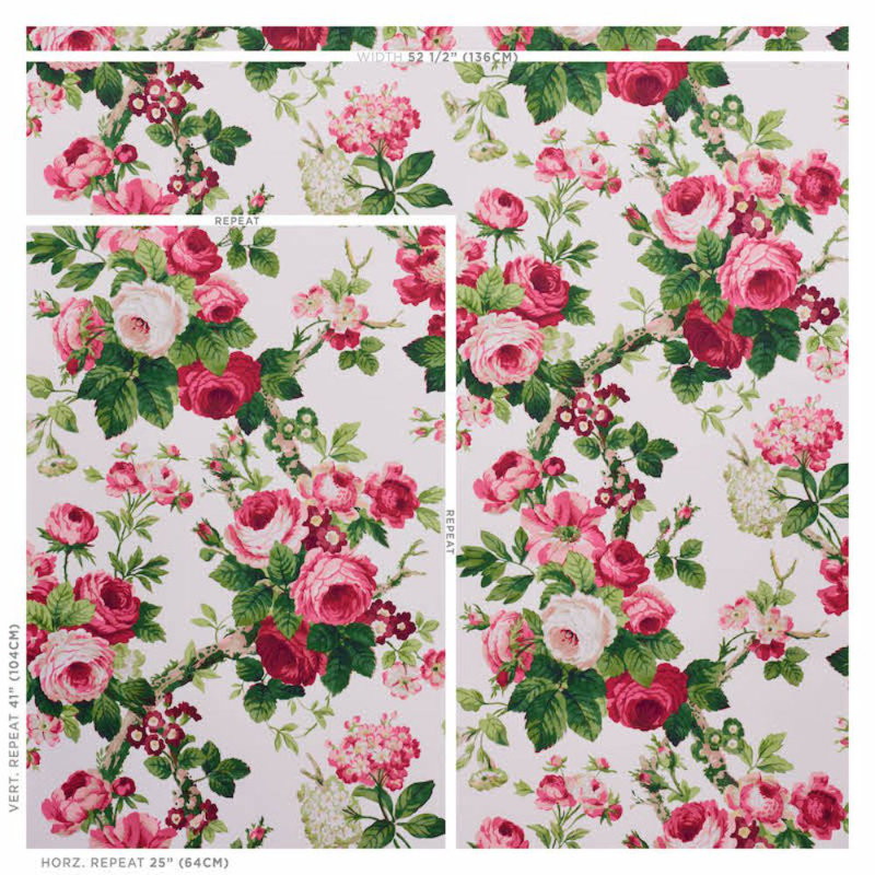 Papier peint floral Nancy, Rose