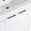 Meuble-lavabo sur pied blanc brillant avec lavabo en résine de 61 cm (24 po), de style moderne, système de fermeture amortie et silencieuse.