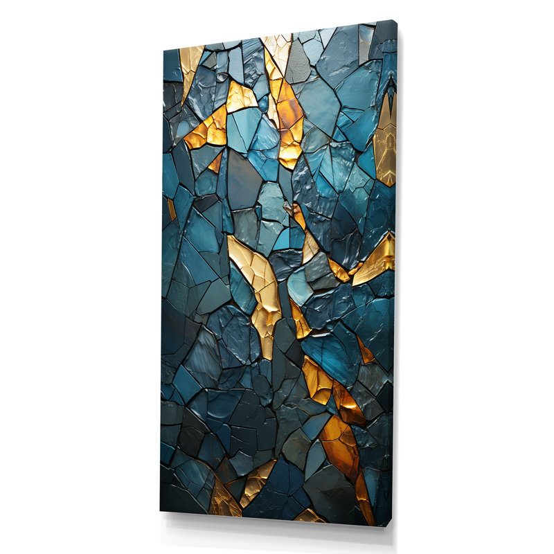 Pierre mosaïque I - décoration murale en marbre, Toile tendue, H 60 po x l 28 po x P 1,5 po