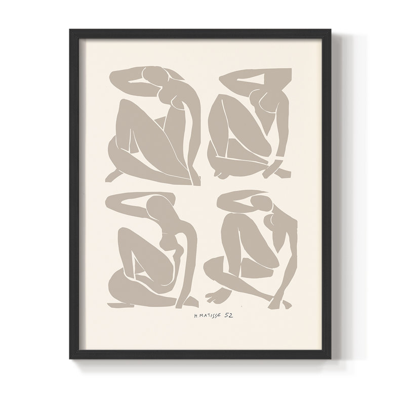 Impression encadrée Matisse CCxxxviii - Bois massif, H 20 po x l 16 po, Noir, noir, noir, noir