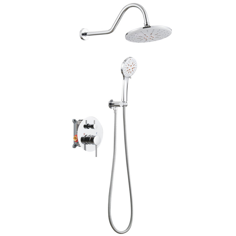 1 système de douche complet avec valve brute, Noir mat