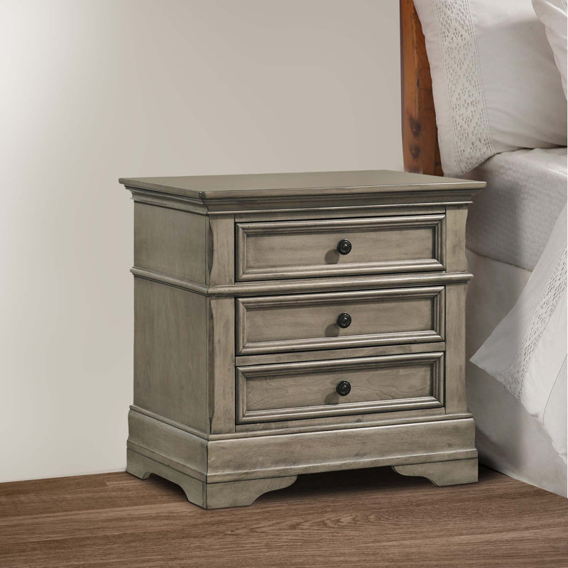 Deasia Wheat Rectangular 3-Drawer Nightstand