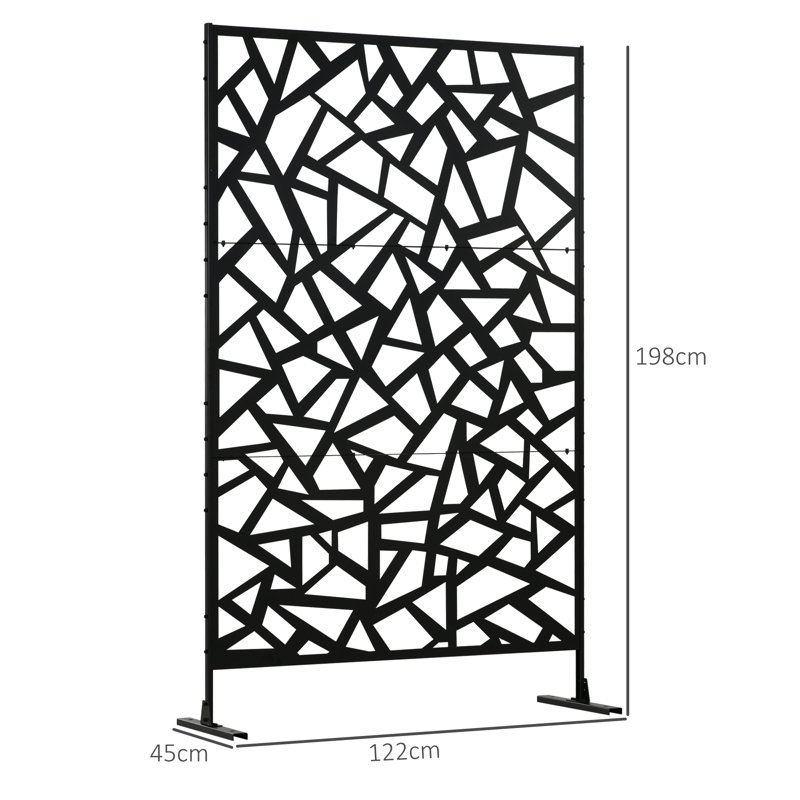 Briege Decorative Garden Privacy Screen with Stand, 6.5FT Metal Divider