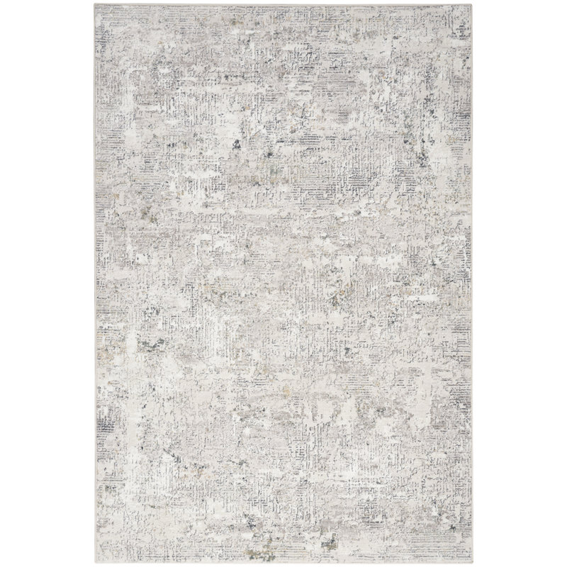 Distinctive Power Loom Synthetic Fibers Abstract Area Rug in Blue/Gray/Ivory