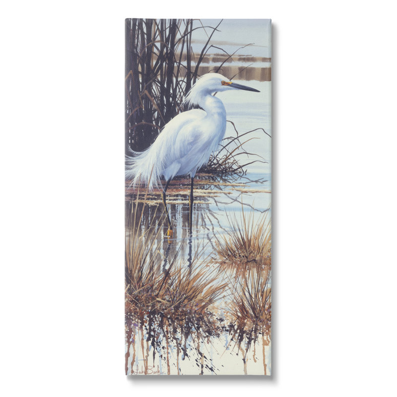 Conception d'art sur toile Stupell Industries Egret with Modern Splash par Luke Buck, H 24 po x l 10 po x P 1,5 po