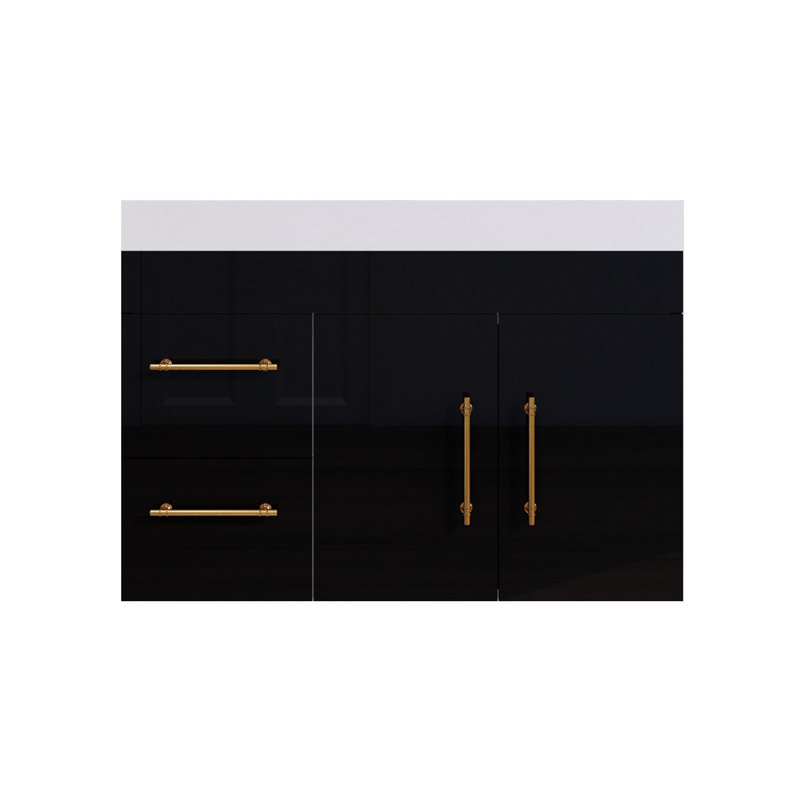 Ensemble de meuble-lavabo simple mural 35 po Spring, Noir lustré
