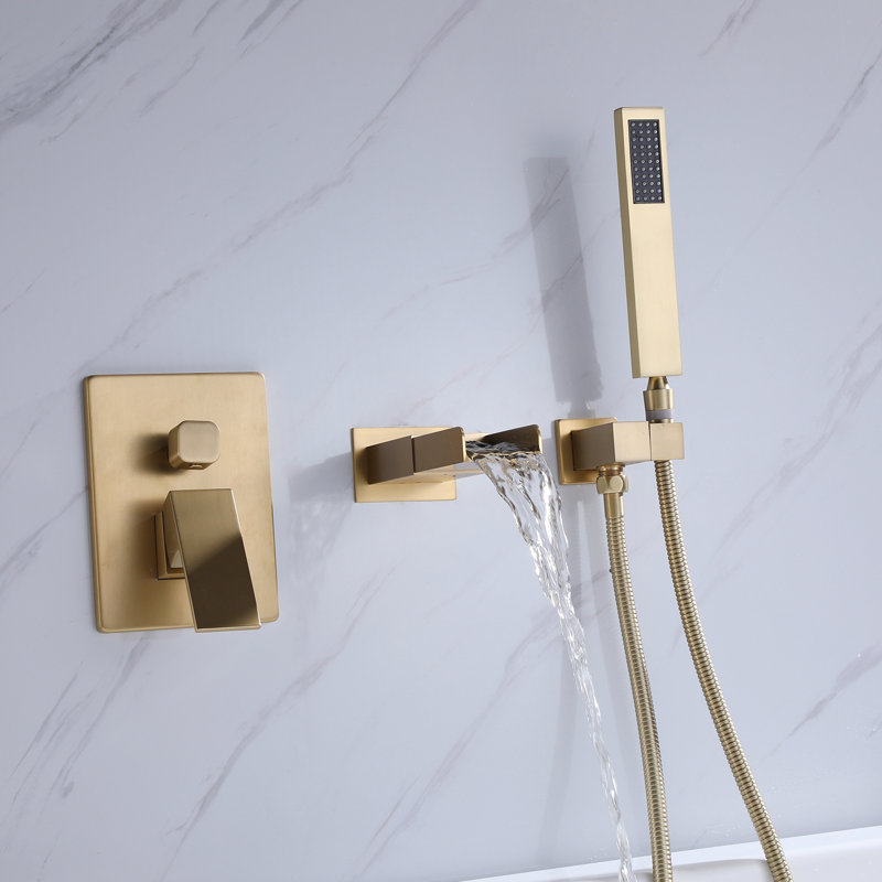 Single Handle Wall Mounted Roman Tub Faucet, Brushed Gold