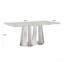 Table de salle à manger en marbre pour 6 personnes, table de salle à manger rectangulaire en faux marbre 70 po avec base en acier inoxydable à finition miroir, table de cuisine moderne en marbre de grande taille (argent, blanc) (table unique)-1400406663-1400406680