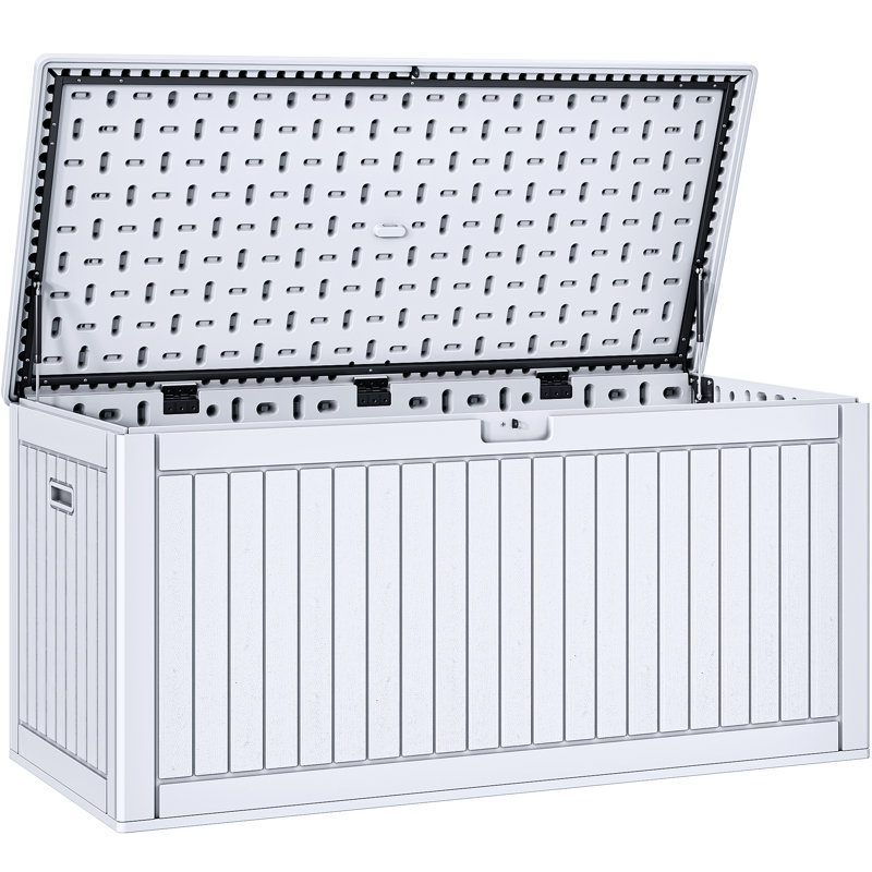 Balconera 260 Gallons Water Resistant Resin Lockable Deck Box, White