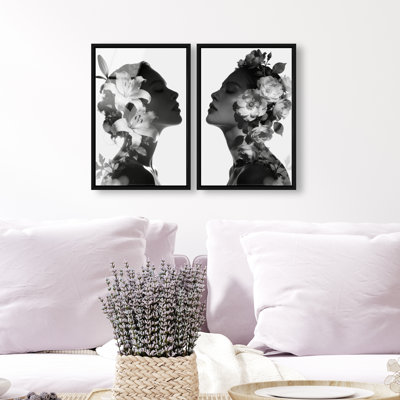 Nocturne Bloom Set High-Gloss Frameless Acrylic Glass Wall Art Floral & Botanical Print by Oliver Gal, Ready to Hang, 10 x 15