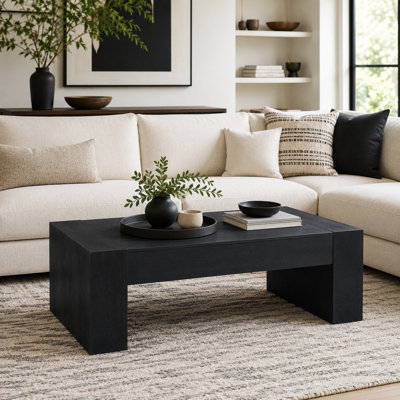 Oversized Black Coffee Table, Large Accent Table for Living Room