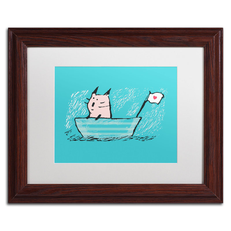 « marin chat » par carla martell, art encadré, H 11 po x l 14 po