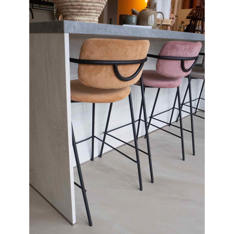 Manzanola Upholstered Counter Stool with Metal Frame, Yellow