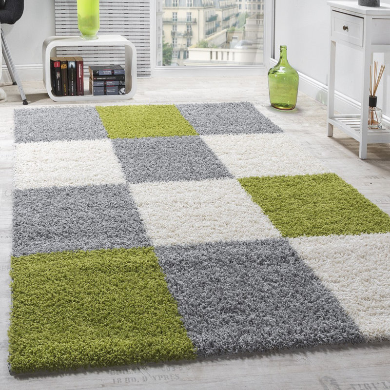 Sahrad Chequered Shag Area Rug, Rectangular 300cm x 400cm