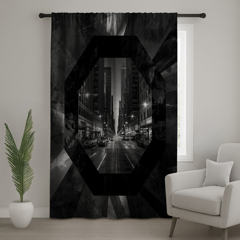 Rideaux de fenêtre Urban Cityscape, 50 po x 80 po - 1 panneau, Blocage