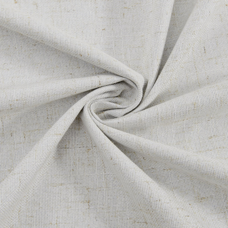 Leming 100% Waterproof and Blackout Solid Color Polyester Linen Textured Grommets Curtains Panel, 52" W x 90" L, Ivory