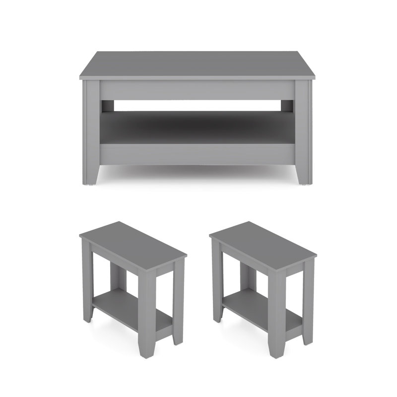 Weddel Basilico Transitional Coordinated 3 Piece Living Room Table Set, Oslo Oak, Oslo Oak
