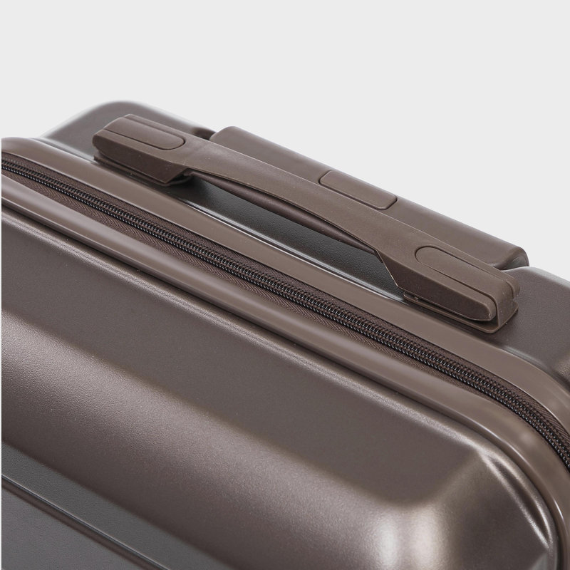 14 "/ 20" 2 pièces / ensemble dans un bagage à roulettes en ABS, avec serrure à combinaison, étui à cosmétiques 14 "(brun)