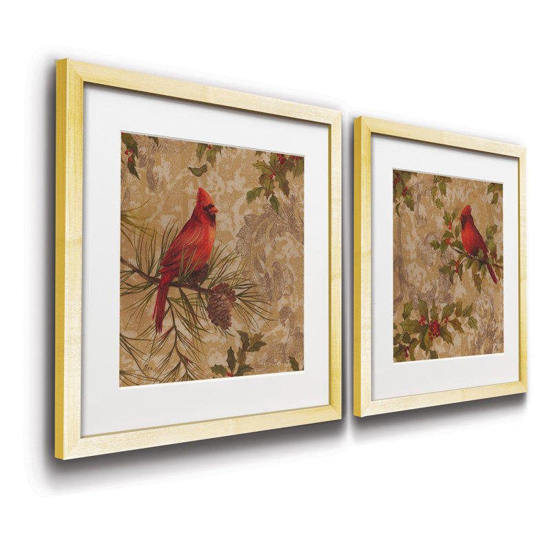 "Cardinal I", ensemble de 2 reproductions d’art sur papier encadrée