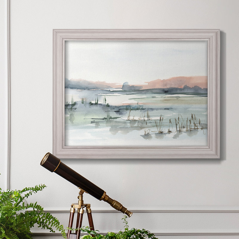 Toile de qualité supérieure Marsh Cattails II - prête à être accrochée, H 21 po x l 25 po x P 2,5 po, Toile avec cadre gris