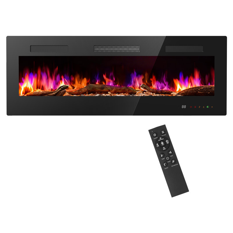 Recessed or Wall Mounted Electric Fireplace Heater with Remote Control, 50" H x 18.1" W x 4" D