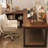 Solid Wood L-Shaped Desk with Integrated Bookshelf-418042454