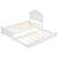 Lit plateforme simple en bois avec tête de lit et lit gigogne simple, blanc