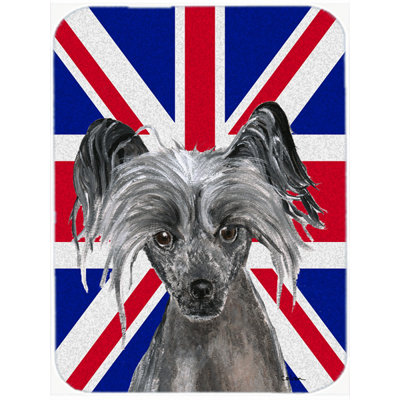 Caroline's Treasures Union Jack Chinese Crested with English British Flag Glass Cutting Board