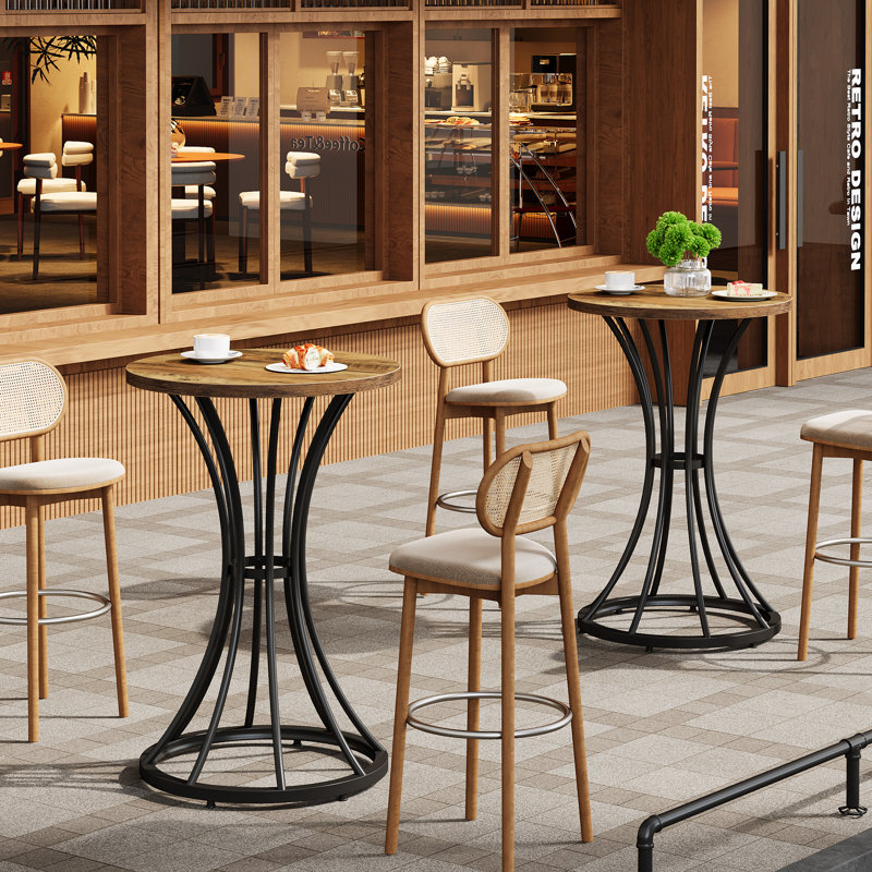 Round Metal Base Dining Table, 1