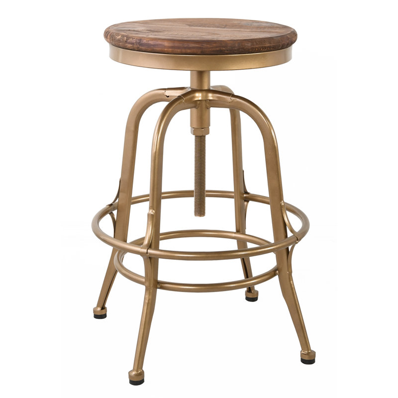 Swivel Solid Wood Adjustable Height Stool, Bronze