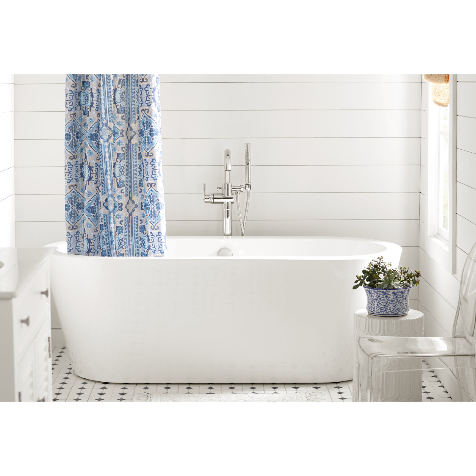 Trinsic Single Handle Floor Mounted Freestanding Tub Filler, Chrome