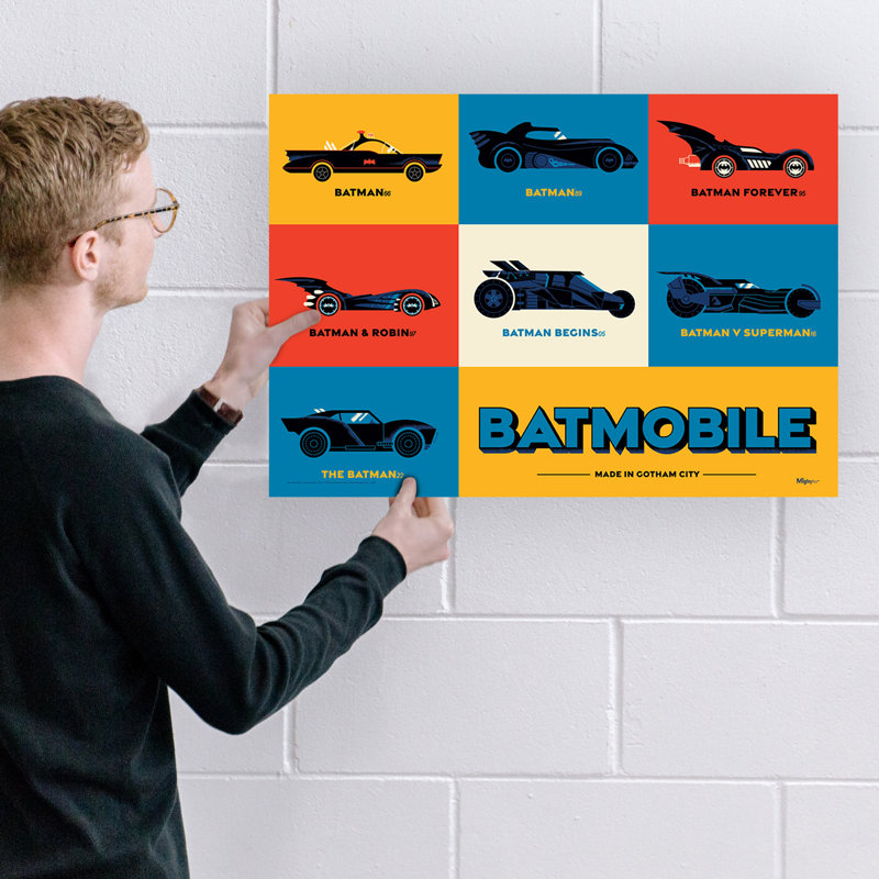 Batman 85Th (Batmobile Through Time), art mural Mightyprint