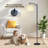 Arc Floor Lamp Blue Yellow Floral Leaves White Floor Lamps with Remote LED Lights Adjustable Lamp Shades Tall Standing Lamps for Reading Office Living Room