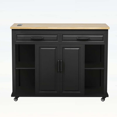 Extendable Kitchen Island with Dining Table,Internal Storage Rack,and Power Outlet,for Small Spaces and Multifunctional Use