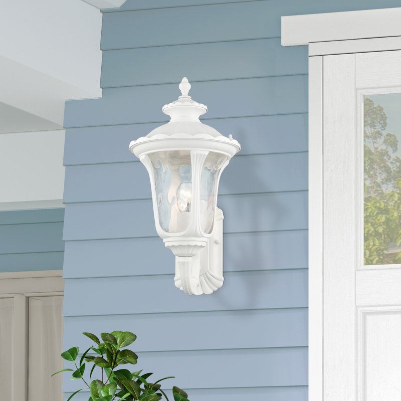 Lanterne murale d'extérieur H 19 po Lunar, Blanc texturé