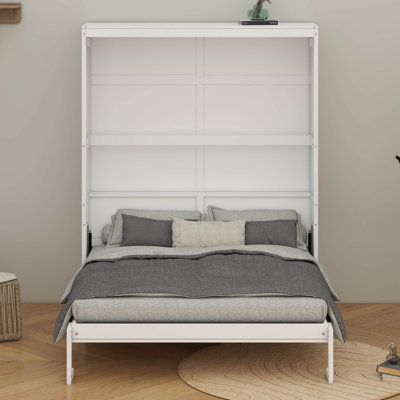 Grand lit escamotable mural avec tablettes