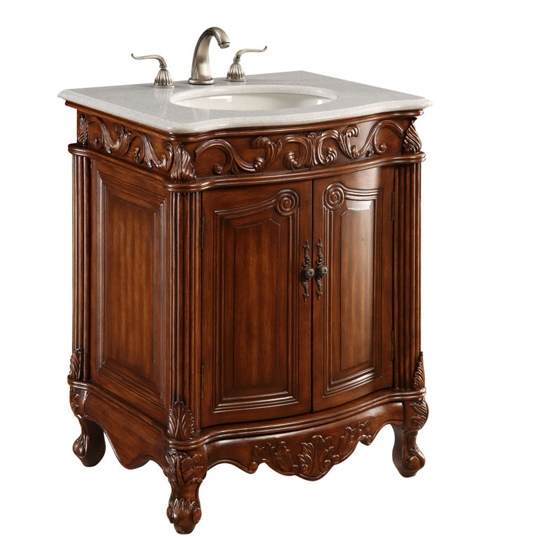 Ensemble de meuble-lavabo simple 27 po Aurillac, Teck, Blanc pur