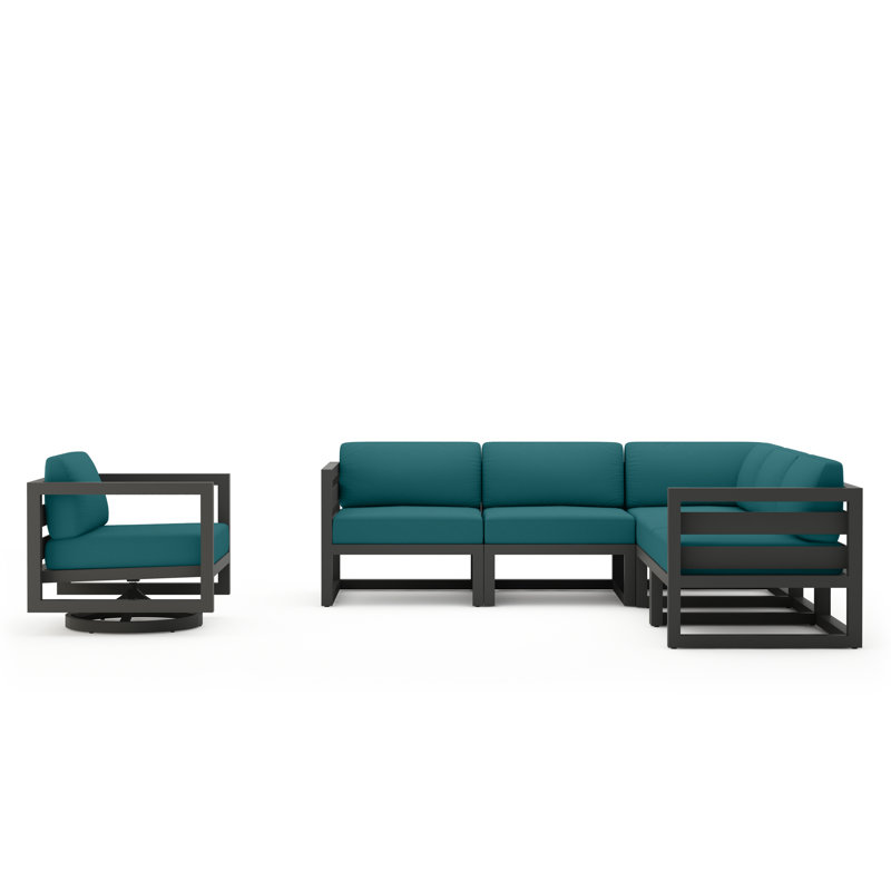 Avion 6 Piece Sectional Set With Swivel, Canvas Charcoal Sunbrella® Canvas, Slate