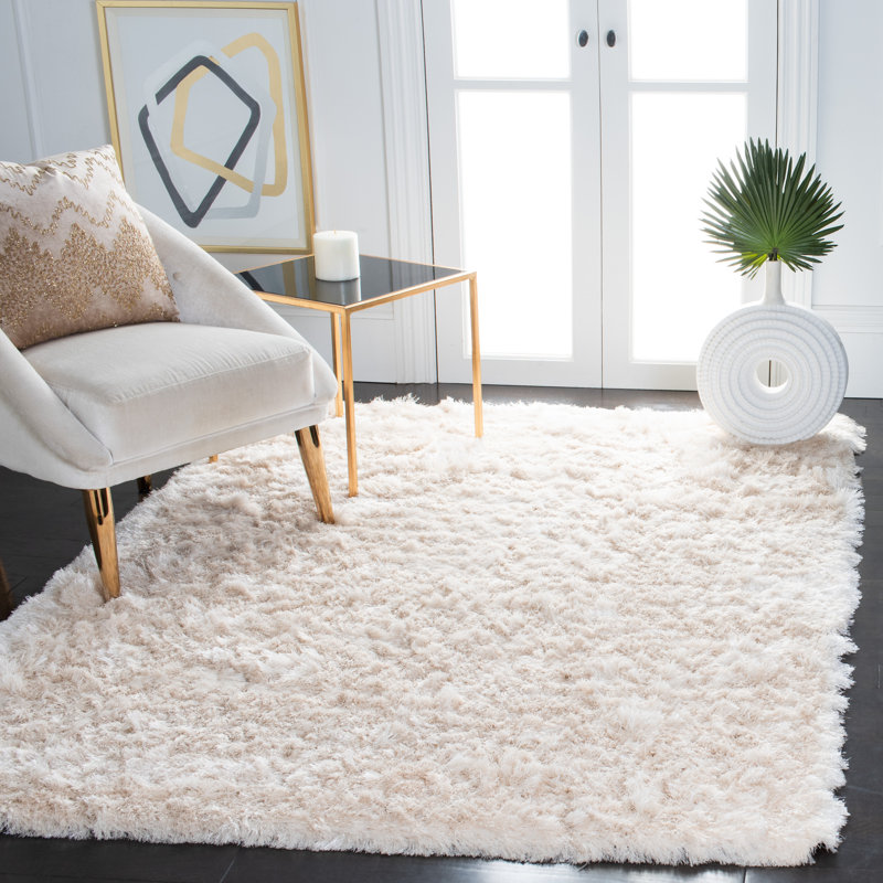 Tapis performance à poil long touffeté à la main abstrait Chamira, Rectangle 4 pi x 6 pi